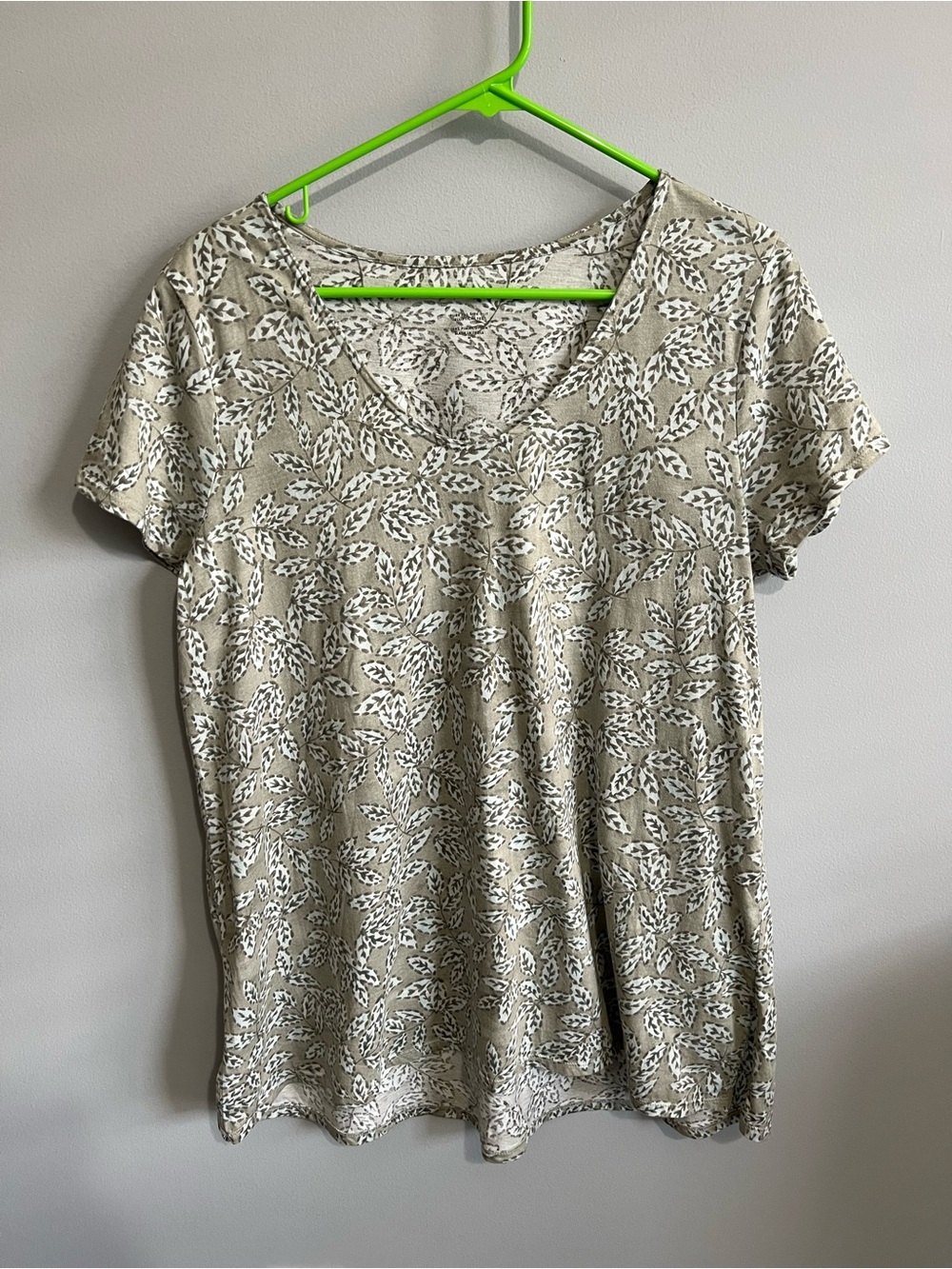 J. Jill Pure Jill M Green White 100% Pima Cotton Side-Slit Elliptical Tee Top - Picture 12 of 13